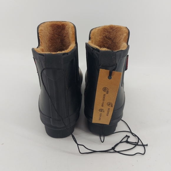 Chooka Women's Waterproof Black Faux Fur Lined Black Rubber Rain Boot Size 6 - Picture 6 of 9